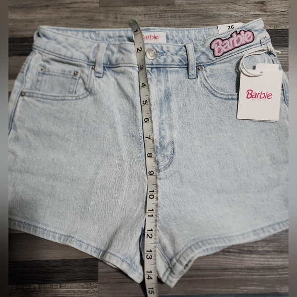 BarbieBarbie Light Blue Stretch High Waisted Denim Shorts. - Picture 2 of 5